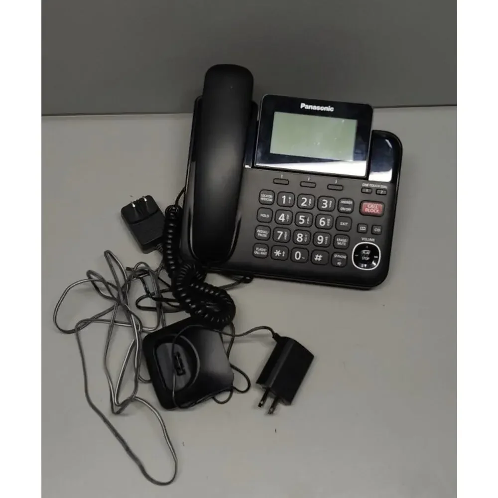 Panasonic Corded Phone/Cordless Phone with Answering Machine, Advanced Call Bloc